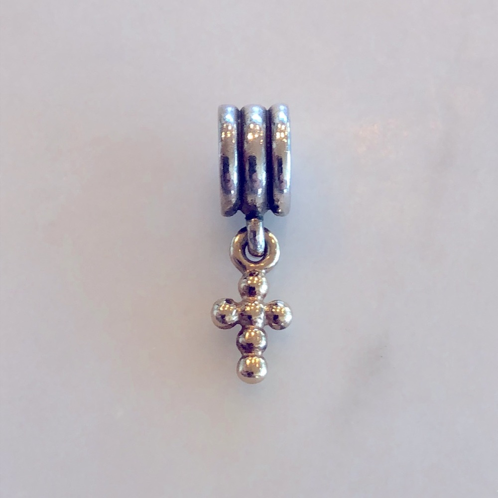 Authentic Pandora 925 ALE 14k gold and silver cross dangle bead